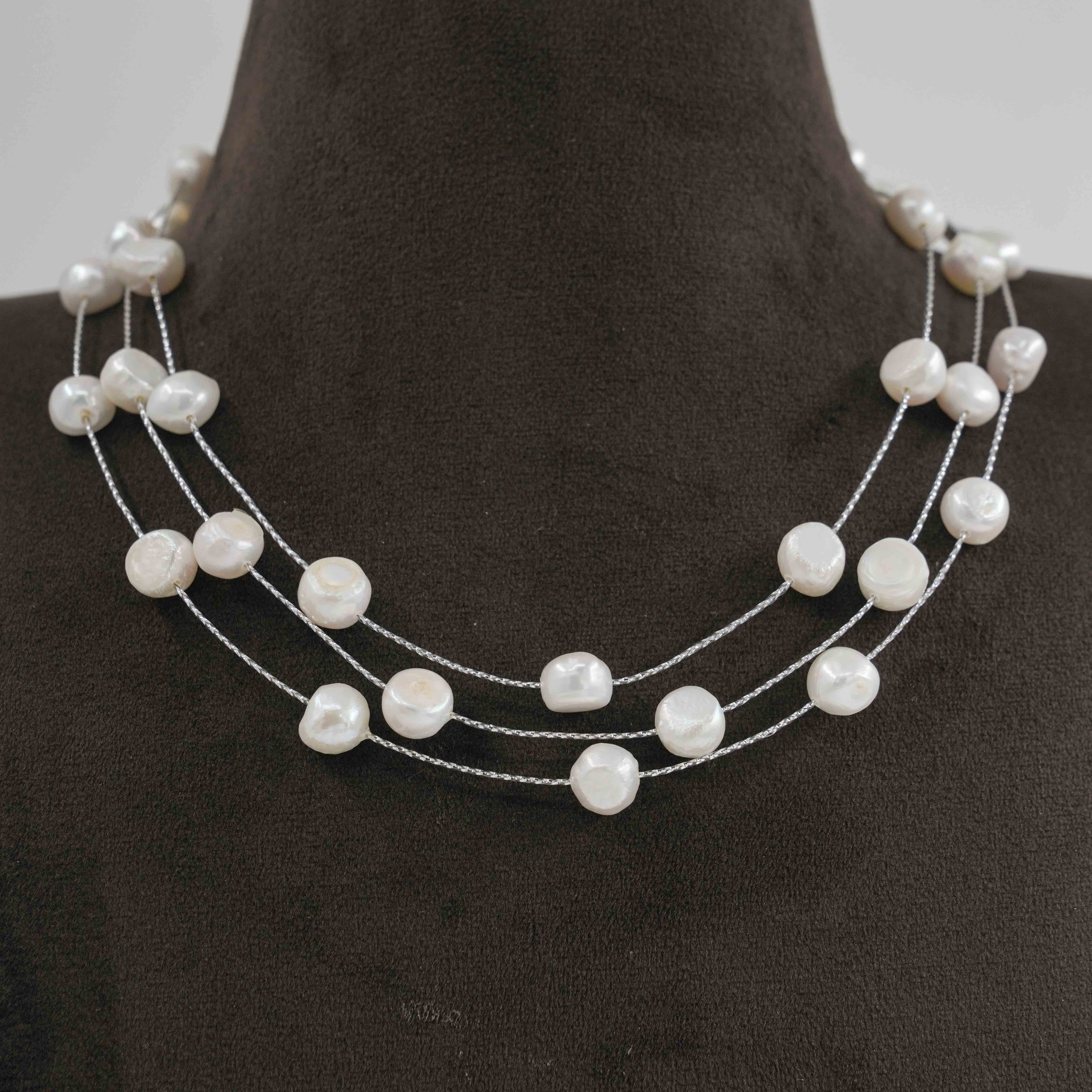 The Pearl Atelier by Kabra Pearls - Baroque 3 Layered Pearl Fancy Chain